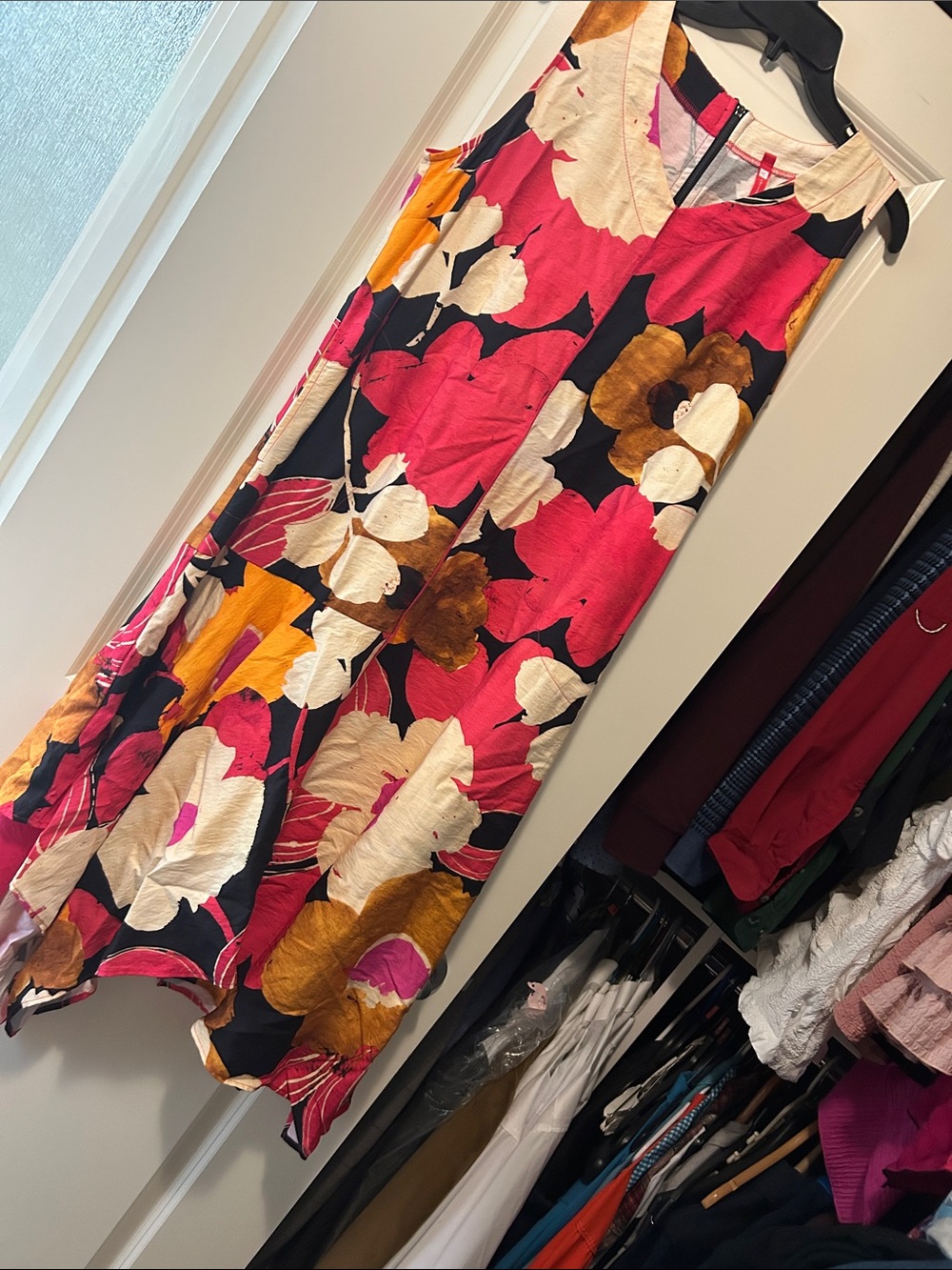 IC COLLECTION Floral top or Dress in Hot Pink, Black, Mustard & Cream